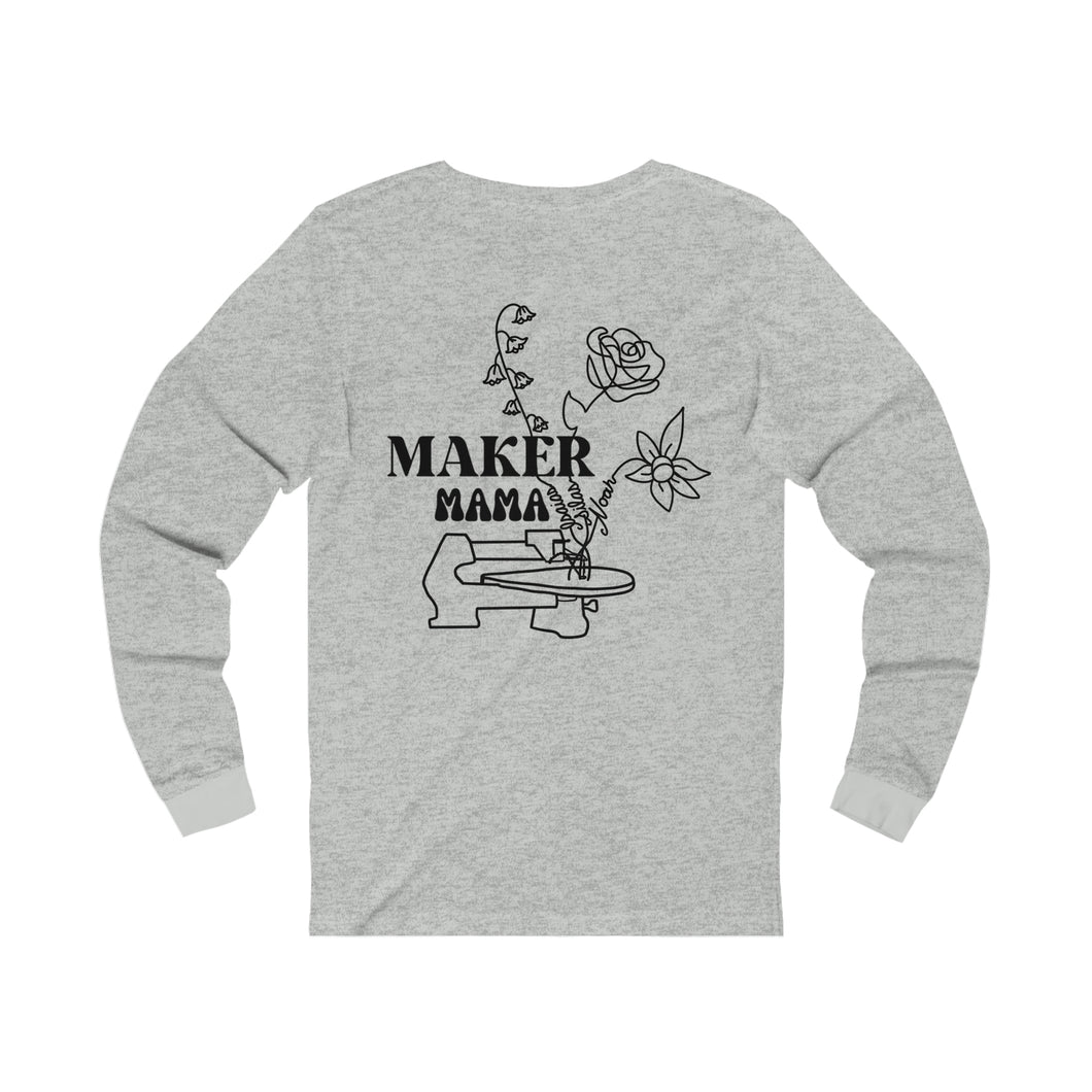 Custom Birth Month Floral Maker Mama Long Sleeve Tee